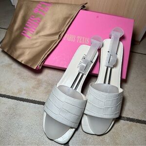 Paris Texas Cream/White Rosa Croc-Embossed Sandals Size 39.5/US 9.5